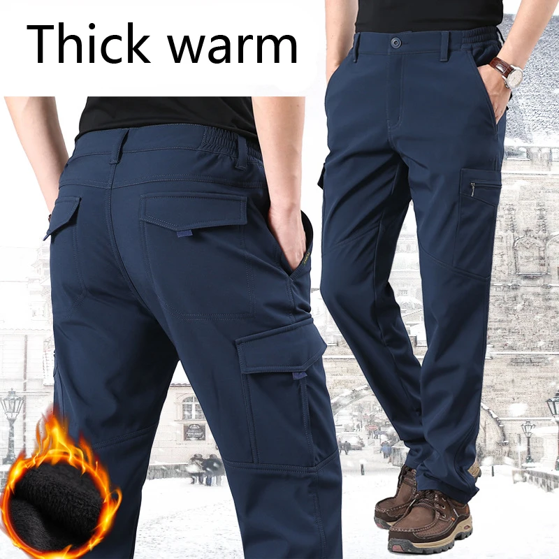 Otoño e Invierno al aire libre pantalones de senderismo hombres Softshell de terciopelo grueso Cálido impermeable y transpirable pantalones de esquí de Camping Trekking Pantalones Otoño e Invierno al aire libre pantalones de senderismo hombres Softshell de terciopelo grueso Cálido impermeable y transpirable pantalones de esquí de Camping Trekking Pantalones
