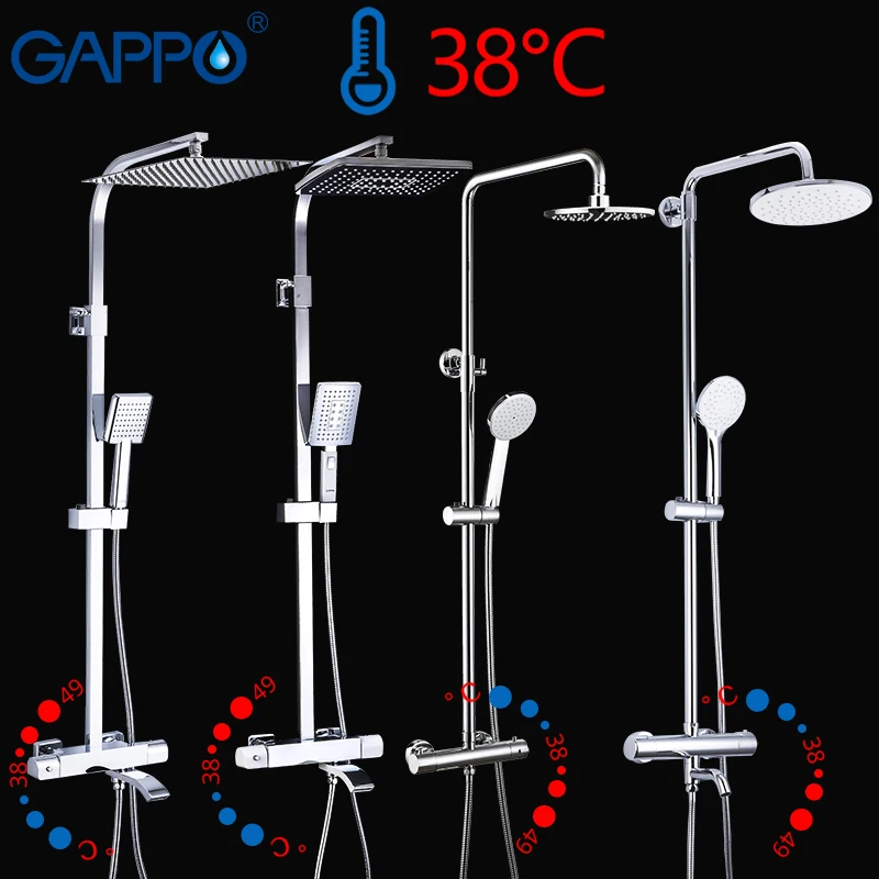 GAPPO thermostatic sanitary ware suite shower set rainfall faucet hot and cold black faucet Bathtub thermostatic shower mixer GAPPO thermostatic sanitary ware suite shower set rainfall faucet hot and cold black faucet Bathtub thermostatic shower mixer