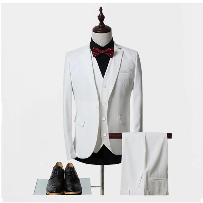 Best Offer for  Fashion men's suit white groom suit three-piece business casual formal Slim Men's suit custom (coat