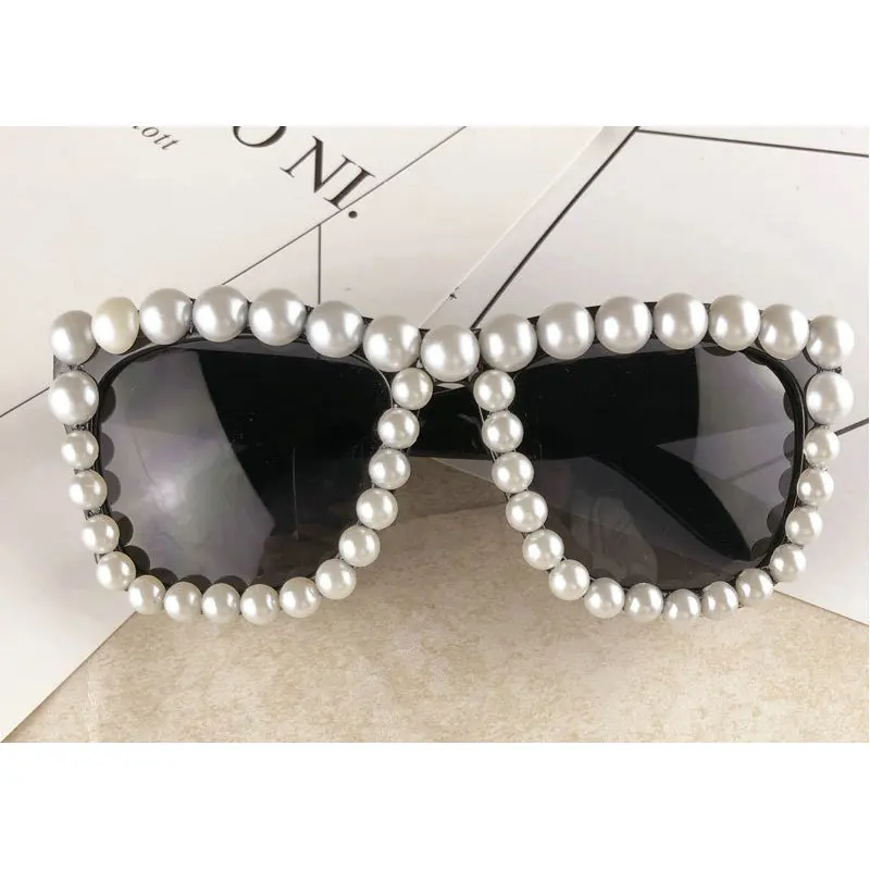 Сексуальные негабаритные жемчужные бриллианты Квадратные Солнцезащитные очки для женщин брендовые черные пляжные очки женские трендовые вечерние солнцезащитные очки FML - Цвет линз: quan zuan