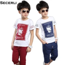 2017 New Boys Summer Set Kids T Shirt Shorts Set Children Short Sleeve Shirt Boys Clothing