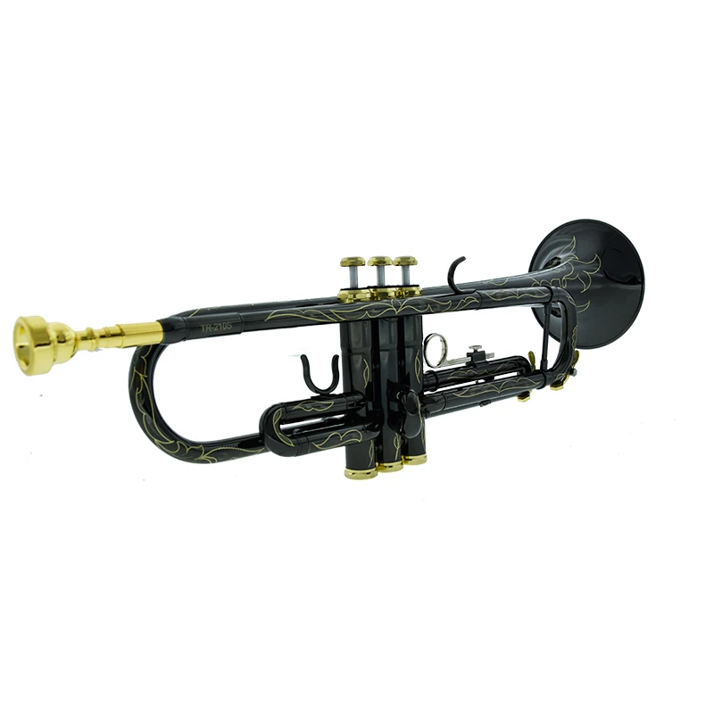 New Sell Professional TR210S Bb Trumpet Black Nickel Gold Plated Yellow Brass Instruments Bb Trumpete Popular Musical Inst
