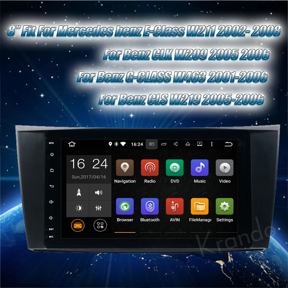 Discount Krando 8" Android 8.1 car navigation multimedia system for Benz E-Class W211 2002-2008 CLS W219 2005-2006 audio radio gps player 0