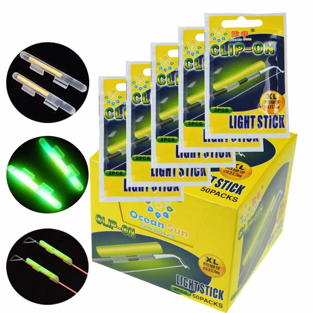 Clip On! Fishing Glow Sticks For Pole 20 Pcs(10 Packs) M L XL