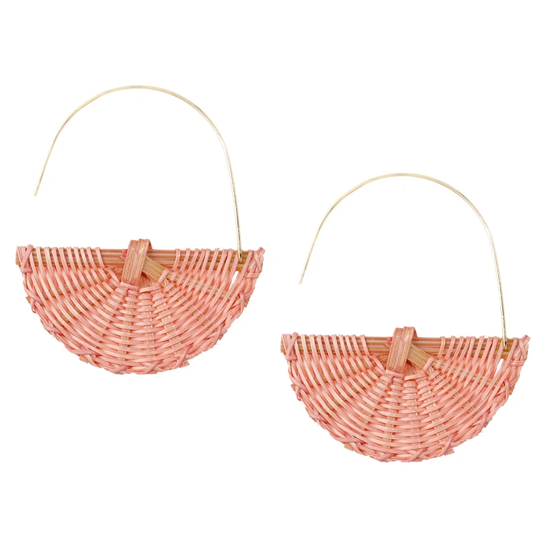 

AENSOA Colorful Handmade Rattan Straw Braid Drop Earrings Summer Natural Rattan Knit Vine Weave Hanging Earrings For Women Gift