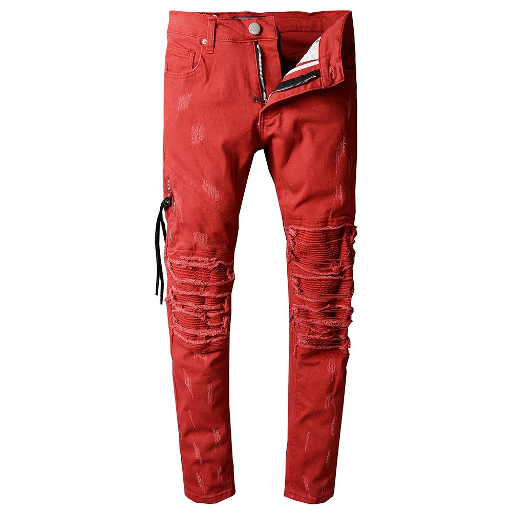 Popular Red Skinny Jeans For Men-Buy Cheap Red Skinny Jeans For High Quality Jeans Men Fashion Red Casual Men's Classic Jeans Straight Full Length Biker Hip Hop - Popular Red Skinny Jeans For Men-Buy Cheap Red Skinny Jeans For