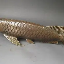 1" Сложные Китайские Антикварные Имитация Меди Рыбы Статуя