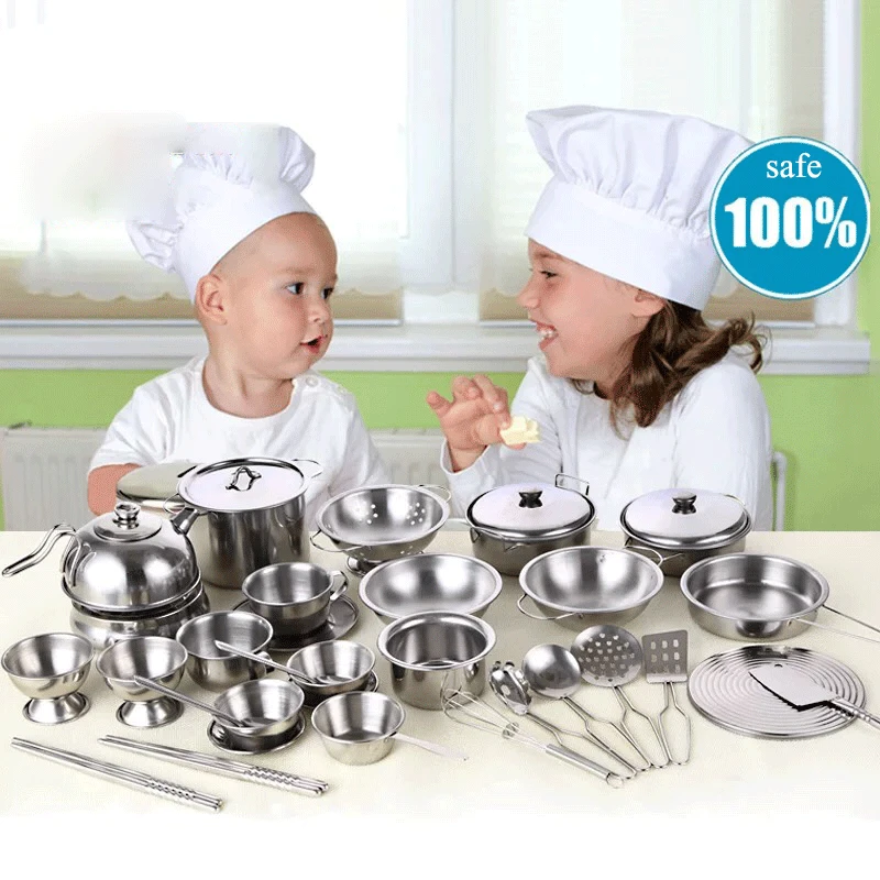 stainless steel toy kitchen set