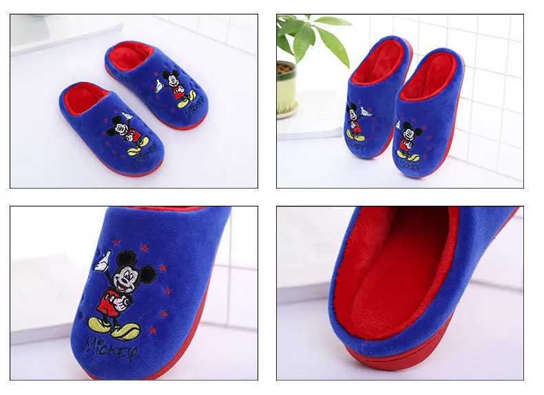 Chinelos de Algodão das Crianças da Disney Inverno os Novos Além de Veludo Outono Desenhos Animados Anti-skid Grosso Quente Casa Bonito Chinelos no 11 Online shopping