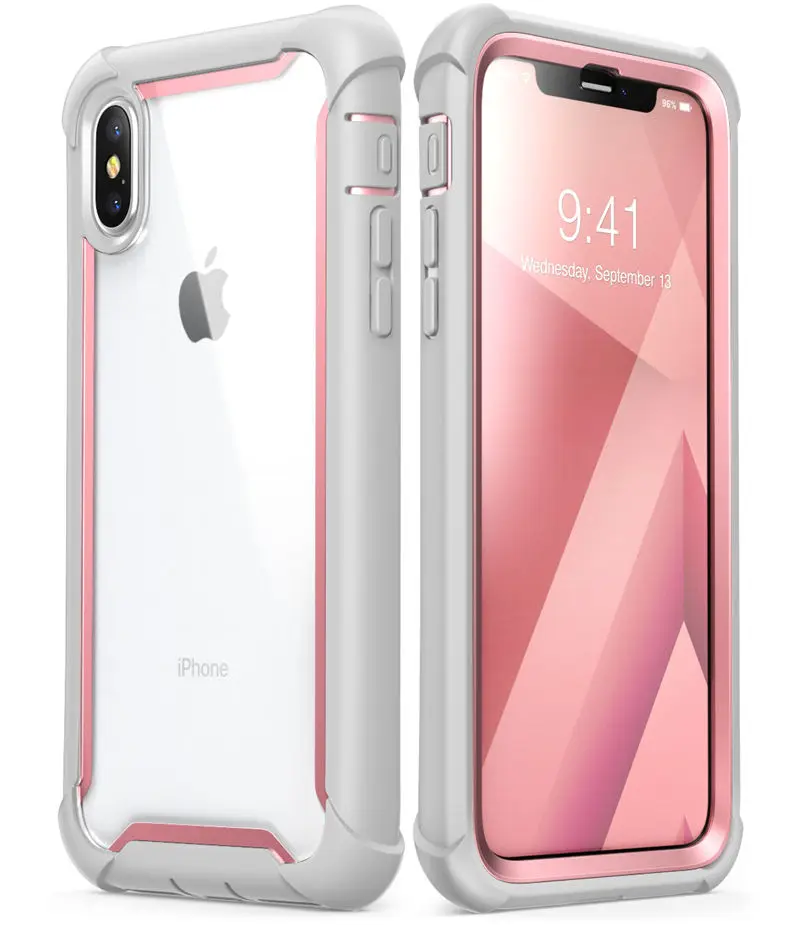 Для iphone X Xs чехол 5,8 дюймов i-Blason Ares серия полный корпус Прочный Прозрачный Бампер чехол со встроенной защитной пленкой - Цвет: Pink