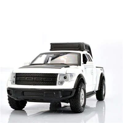 1:32 Ford Raptors F150, модель автомобиля из сплава, игрушка с оттягиванием, флеш и музыка, литье под давлением, металлический пикап, модель, классический американский автомобиль для мальчиков - Цвет: white