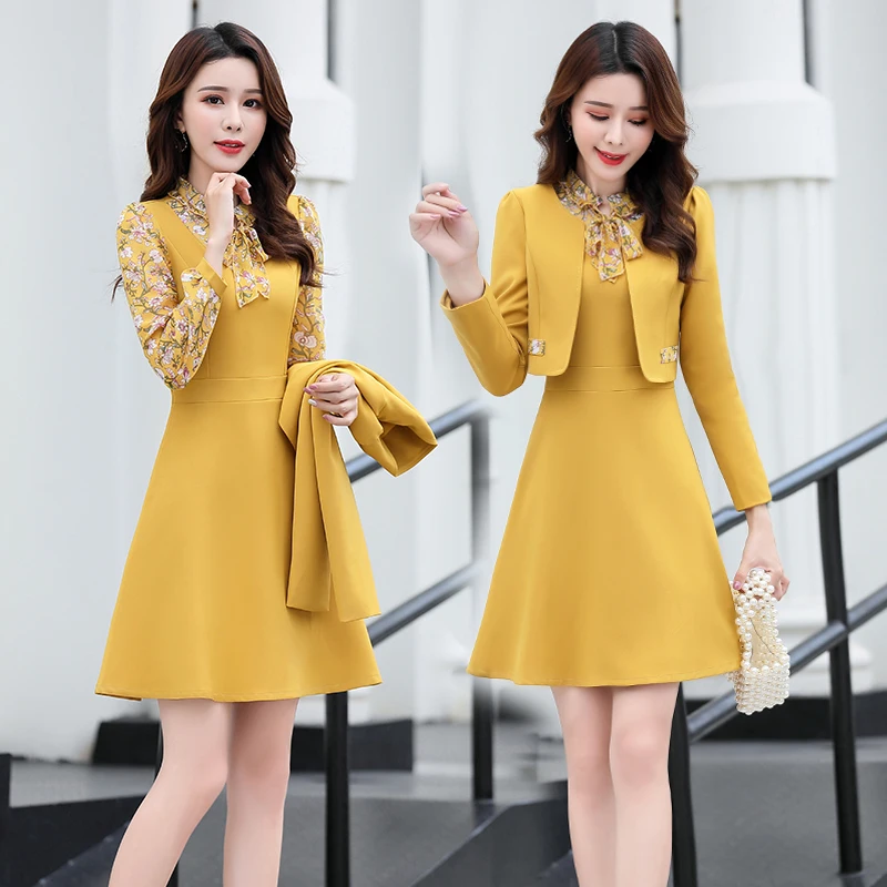 Economici Primavera E Autunno Delle Donne del Vestito Vestido De festa Collare Del Peter Pan 2 pezzo Set Le Donne Conjunto Feminino Anno vecchio costume femminile