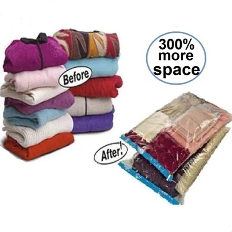Прозрачная вакуумная сумка для хранения герметичная пластиковая многоразовая сжатая одежда Экономия пространства уплотнение сумки Органайзер для одеяла одеяло