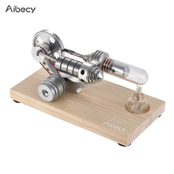 

Aibecy Educational Mini Hot Air Stirling Engine Motor Model Electricity Generator Wooden Base Physics Science Educational Toy