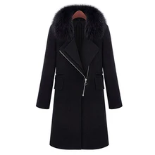 ZADORIN, зимнее шерстяное пальто для женщин, модное, с длинным рукавом, на молнии, с воротником из искусственного меха, шерстяное пальто, черное пальто, женские пальто, куртки
