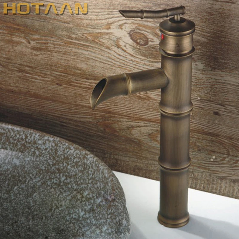 Бесплатная доставка античная бронза отделка Выход кран для раковины ванной комнаты коснитесь ручкой водопроводной воды бассейна кран