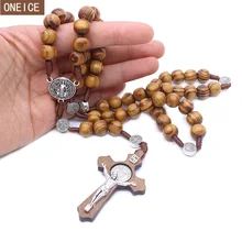 Крест, винтажный стиль, мужская одежда, женский, католический Христос, дерево, четки, бусины, крест, подвеска, металл, Иисус, ожерелье