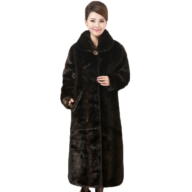 Women's Imitation Mink Fur Overcoat 2017 Winter Women's Large size Faux