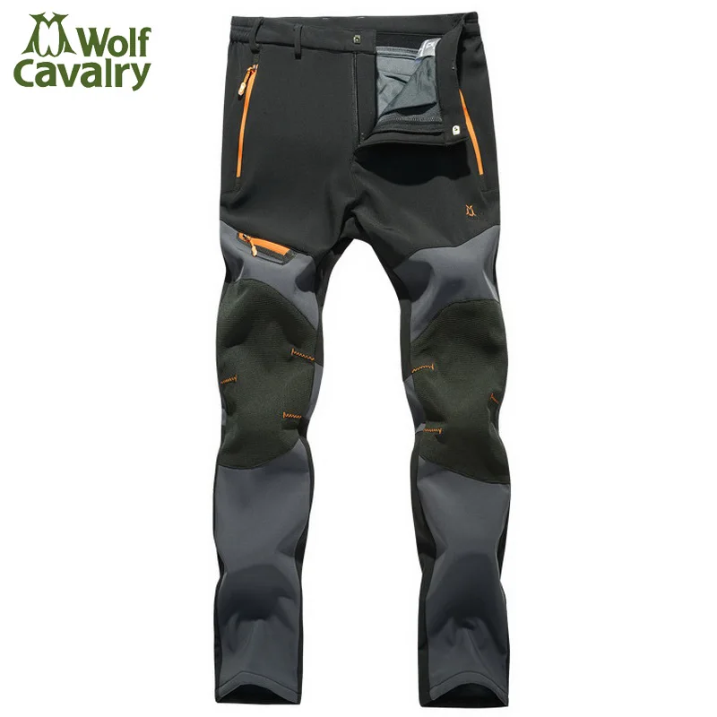 CavalryWalf invierno cálido polar Softshell pantalones hombres escalada senderismo Camping pantalones impermeable a prueba de viento de esquí Trekking AM014