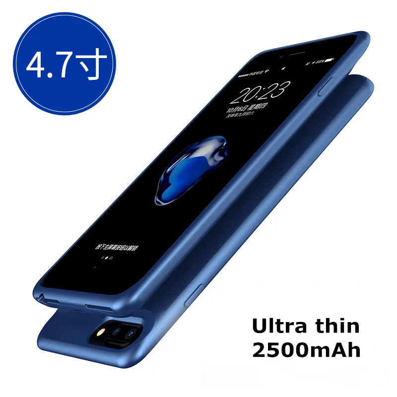 Runboss для iPhone 6 6s чехол для зарядки батареи ультра тонкий 2500 мАч Мощность чехол для iPhone 7 4,7 дюйма - Цвет: Blue