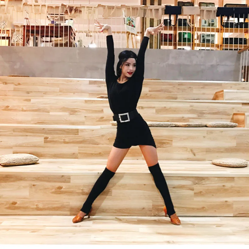 

Latin Dance Costume Women Long-Sleeve Practice Dance Clothing Latin Dance Competition Dresses Rumba Performance Wear DQL841