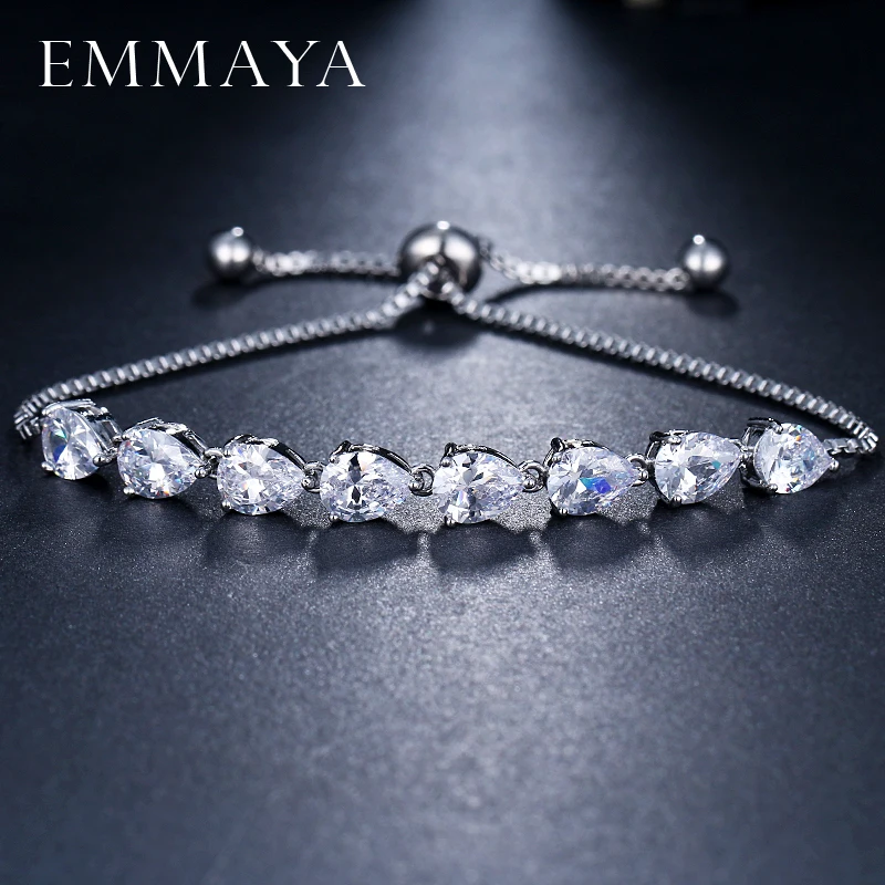 

EMMAYA AAA Cubic Zirconia Crystal Adjustable CZ Zircon Bracelets for Women in Silver/Rose Gold Color
