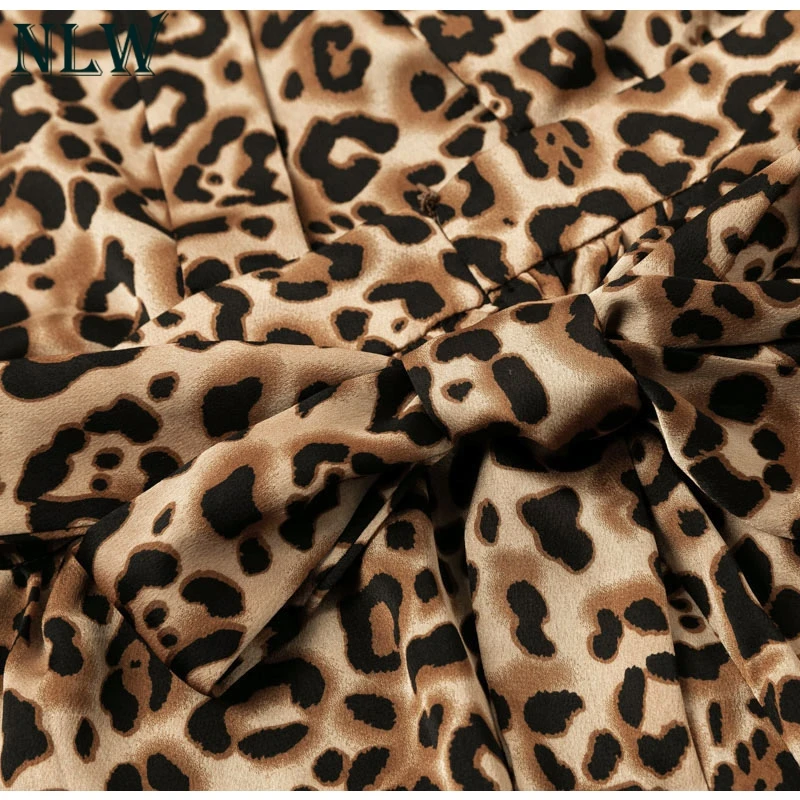 NLW Леопардовый принт Высокая мода комбинезон для женщин с открытой спиной повседневные Длинные Комбинезоны уличная Женская Сексуальная Пляжная одежда