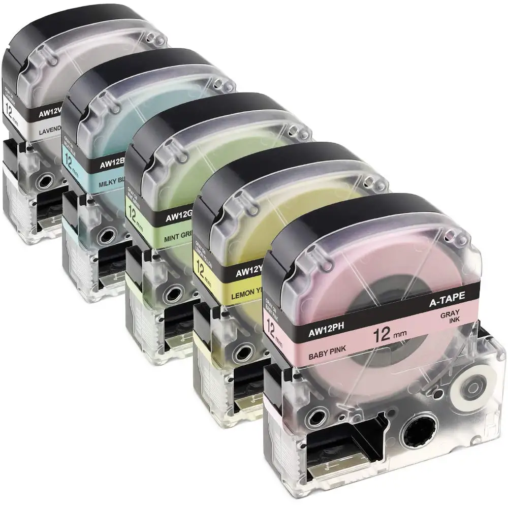 5 упаковок совместимых с Epson SW12PH SW12YH SW12GH SW12BH SW12VH лента для этикеток LabelWorks печати на