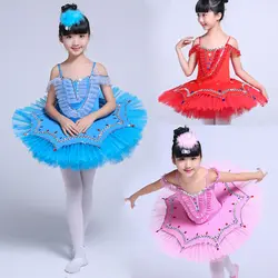 Гимнастический для девочек трико балетное танцевальное платье 3 цвета Лебединое озеро Костюм Детское платье балерины балетное платье