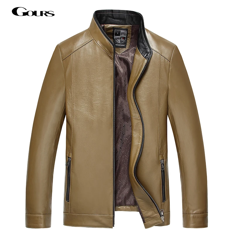 Gours Fall and Winter Men's Genuine Leather Jacket Brand Male Clothing Sheepskin Leather Jacket and Coats 2016 New Arrival 4XL