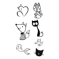 Водостойкие временные фальшивые татуировки наклейки Милые Черные Серые кошки рыбы дизайн тела Искусство Макияж инструменты