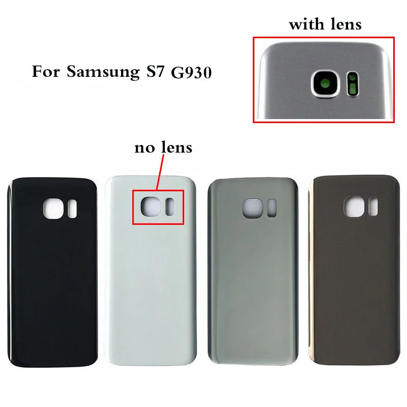 Задняя крышка корпуса для SAMSUNG Galaxy S7 G930F Задняя стеклянная крышка батареи задняя дверь Корпус чехол с объективом запасные части для s7
