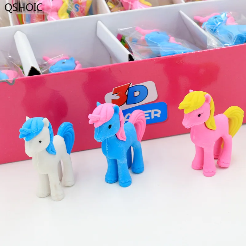 36pc/lot Creative Cartoon Horse Unicorn Rubber Eraser/cute Eraser