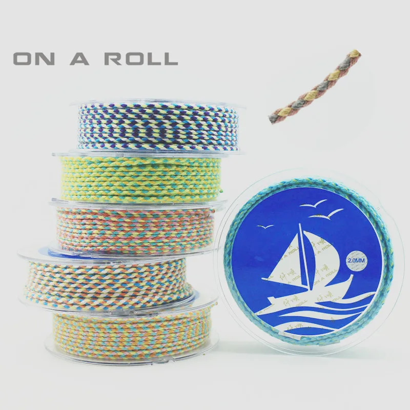 2mm Color cotton woven rope twist jewelry line DIY hand rope lanyard necklace hanging rope 1~13 color 6m/roll Jewelry Findings