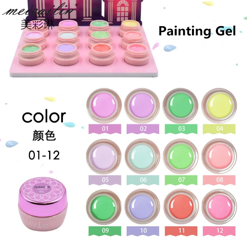 2018 1 pcs 5g UV led Painting Gel Varnish Professional Nail Paint Design DIY Oil Gel polish Lacquer Gellak 48 Pure Color Gel Lak