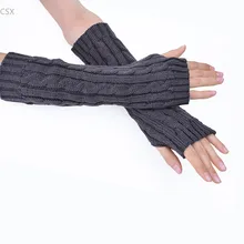 MwOiiOwM новые зимние перчатки теплые перчатки унисекс для мужчин и женщин на руку теплые без пальцев Вязаные длинные перчатки Прямая 41