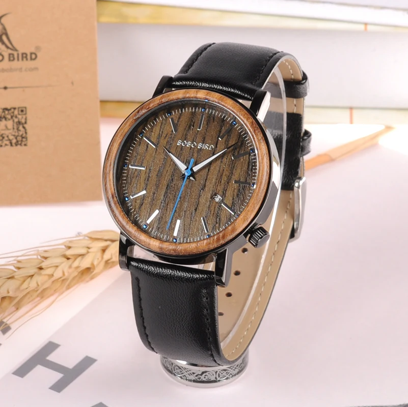 BOBO BIRD L-O27 Japan Movt Quartz Watch Stainless Steel Back Watches Men Wrist Wooden Ring Wholesale Relojes Hombre