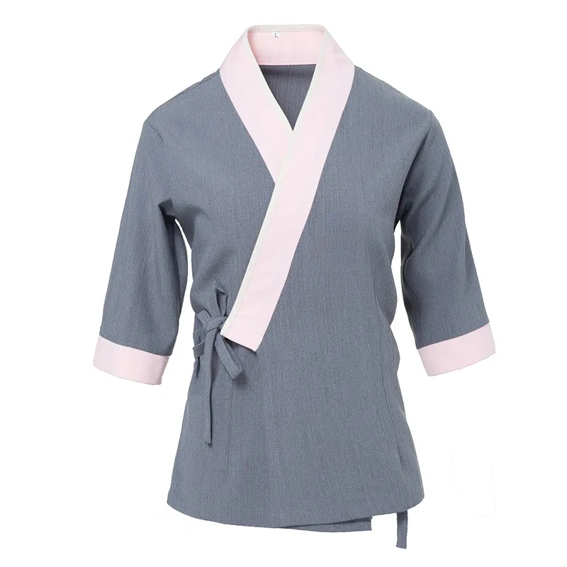  Japanese Korea Style Chef Uniform Cook Shirt Hotel Restaurant Waiter Uniforms Medium Sleeve Kimono  - 33026401402