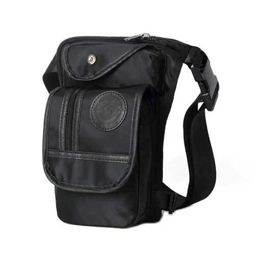 Norbinus Мужская поясная сумка, Холщовая Сумка для ног, Хип бум, военный мотоциклетный пояс на бедра, сумка-мессенджер, сумка через плечо - Цвет: Black
