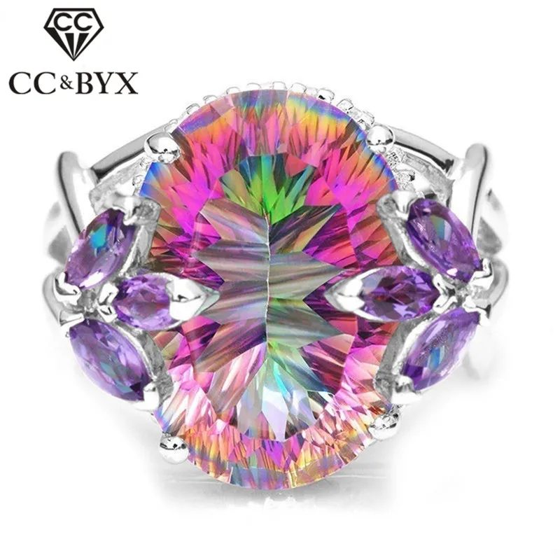 

CC Rings For Women Mysterious Rainbow Colorful Ring Bridal Luxury Wedding Engagement Jewelry Cubic Zirconia Bijoux CC2142