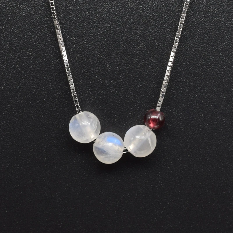 Natural Blue Moonstone Pendants Necklaces Chokers 925 Sterling Silver Chain Healing Crystal