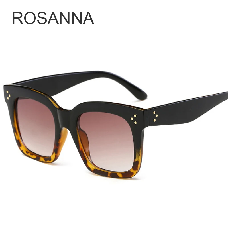 ROSANNA Модные солнцезащитные очки женские плоские верхние очки Sqaure Lunette женские роскошные брендовые черные солнцезащитные очки с заклепками