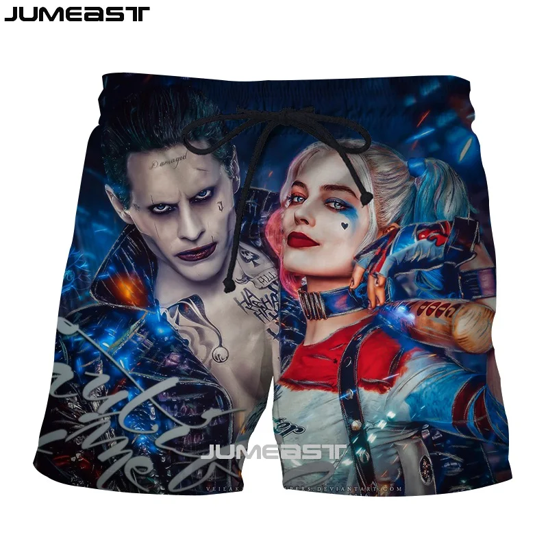

Jumeast Brand Men/Women 3D Printed Harley Quinn Joker Suicide Squad Shorts Trunks Quick Dry Beach Casual Sweatpants Short Pants