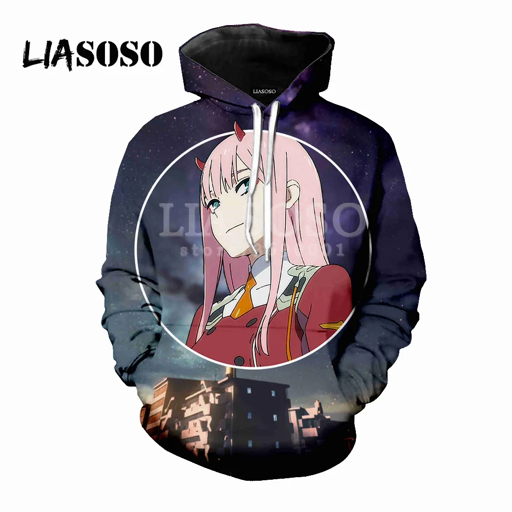 Liaseo 2018 3D печать для женщин и мужчин пикантные толстовки с капюшоном Zero Two свитшоты
