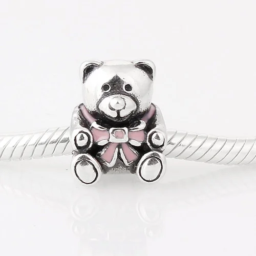

FFits European Charms Bracelet Original 925 Sterling Silver DIY Bead Enamel Bear Pattern Charm Women DIY Jewelry