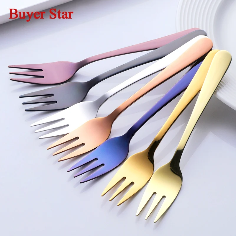 

4 Pcs/Lot Luxury Gold Cake Forks Stainless Steel Salad Fork Thick Cutlery Set Fruit Fork Salad Dessert Fork
