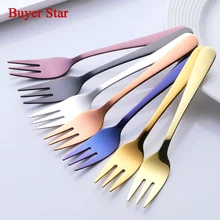 4 Pcs/Lot Luxury Gold Cake Forks Stainless Steel Salad Fork Thick Cutlery Set Fruit Fork Salad Dessert Fork