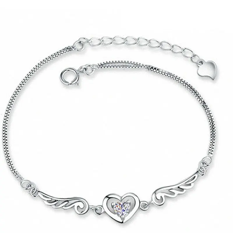 Женский браслет с крыльями ангела Серебристый цепочкой|charms discount|charm barceletcharm bracelet
