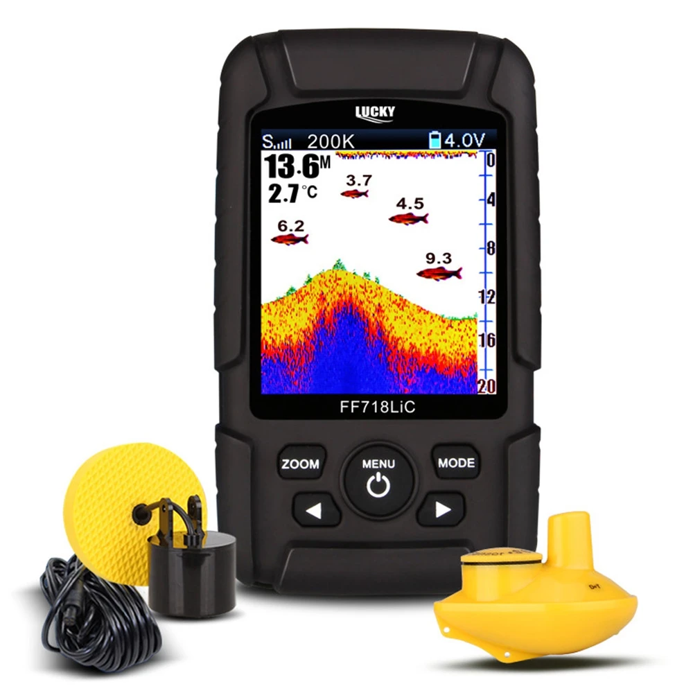 

Portable Sonar LCD Fish Finder Fishing Gear Range of 200m and Detect 45m Underwater Outdoor Fishing