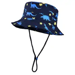 Мода динозавров Детская шапка Прекрасный динозавров звезда шаблон Для детей рыбак ведро шляпа хлопок солнца Кепки